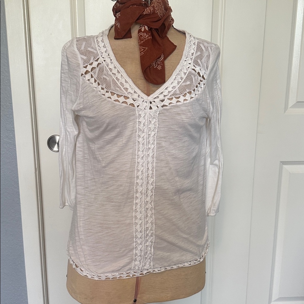 Lucky Brand 3/4 sleeve white shirt